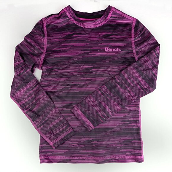 BENCH Girls' Magenta & Black Swirl Thermal Long Sleeve Shirt Winter Outdoors NEW - Picture 2 of 6